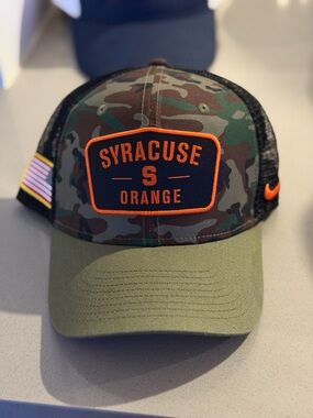 Nike Syracuse Orange Camo Trucker Hat with Olive Bill and Orange Patch
